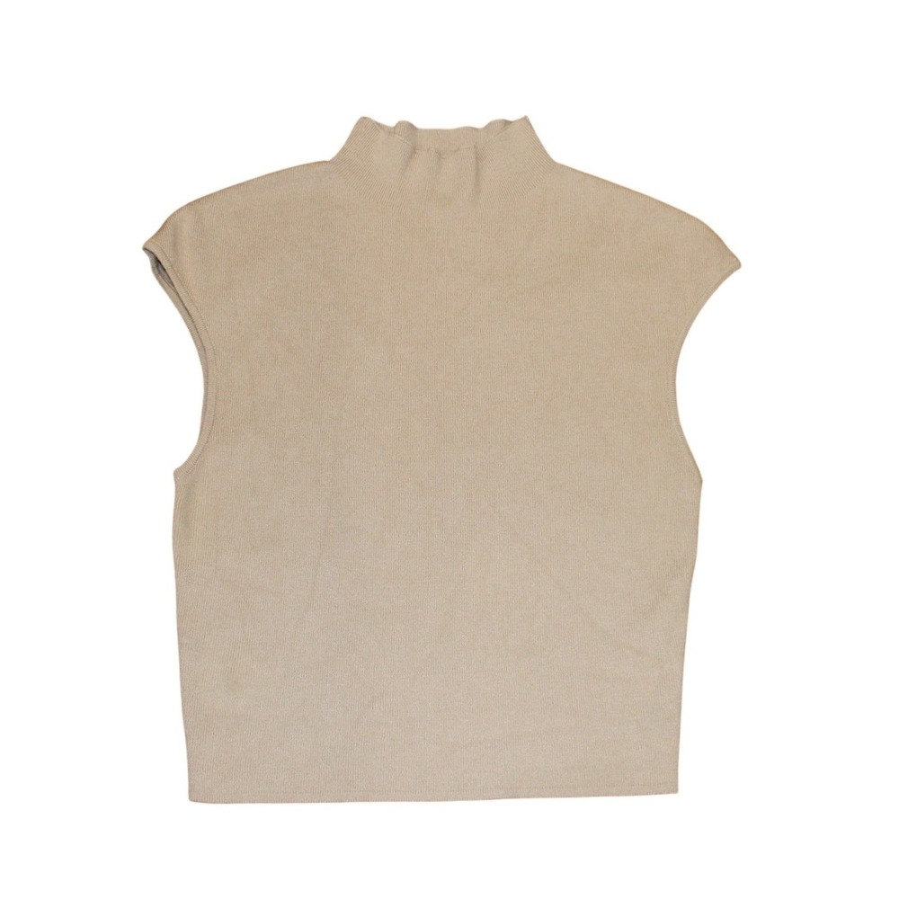 Le Lis Mock Neck Sleeveless Knit Sweater Top Women Small Tan Capsule Wardrobe